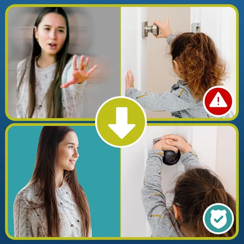 Miniatura 8 de Cubierta para pomo de puerta de seguridad infantil (paquete de 4) Cubiertas de manija de puerta de doble cerradura difíciles de quitar para niños
