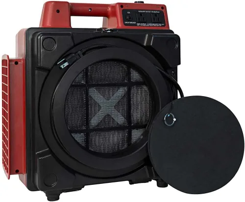 Miniatura 2 de Mini depurador de aire HEPA con tomas de corriente incorporadas y sistema de filtro de 3 etapas, 1/2 HP, 550 CFM, 2.8 amperios, 5 velocidades Rojo
