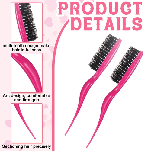 Miniatura 3 de Frienda 2 piezas de cepillo de pelo de broma de cerdas de jabalí para mujer, cerdas de nailon para salón de belleza, estilo de belleza, herramienta