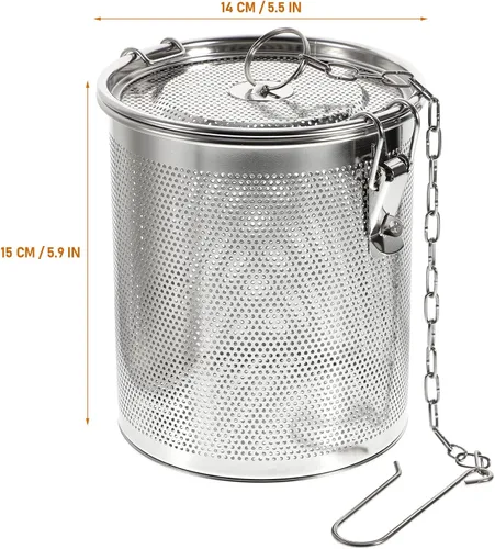 Miniatura 2 de Hemoton Cesta de sopa de condimentos de acero inoxidable de 6.29 x 5.51 x 5.51 pulgadas, colador de especias de malla fina con cadena larga