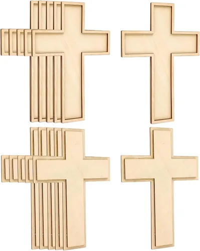 Miniatura 7 de Cregugua Paquete de 12 cruces de madera contrachapada de álamo sin terminar para manualidades