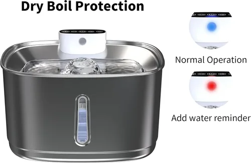 Miniatura 8 de Fuente de agua inalámbrica de acero inoxidable para gatos, fuente inalámbrica para mascotas de 108 oz/3.2 L con batería de 4000 mAh, sensor