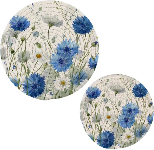 Miniatura 46 de Salvamanteles de flores de amapola otoñal para platos calientes, ollas y sartenes, salvamanteles tejidos de algodón, redondo, grande, decoración