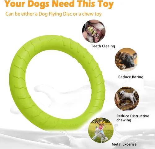 Miniatura 2 de Disco Volador Flotante Duradero Indestructible para Perros Grandes, Juguetes de Anillo para Masticadores, Piscina, Natación, Lanzamiento, Atrapar