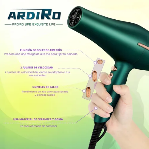 Miniatura 5 de Secador de pelo iónico negativo de 2000 W, secador profesional de peluquería, secado rápido de bajo ruido, potente motor de CA y peine difusor
