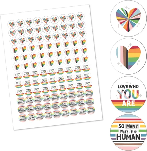 Miniatura 2 de Big Dot of Happiness So Many Ways to Be Human – Pride Party - Calcomanías redondas para dulces de chocolate (1 hoja de 108)