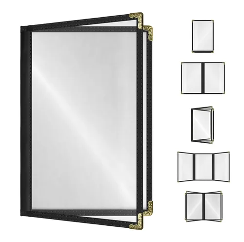 Miniatura 15 de Goodsmart - Fundas para menú de restaurante, paquete de 25 unidades, color negro, 2 vistas, soportes para menú de carga superior, cubiertas