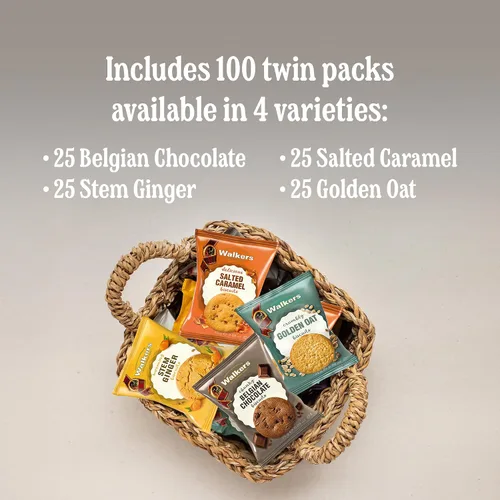Miniatura 4 de Paquete de variedad de galletas escocesas surtidas de Walker's - 100 paquetes de bocadillos (2 galletas cada uno) - Incluye galletas de chocolate