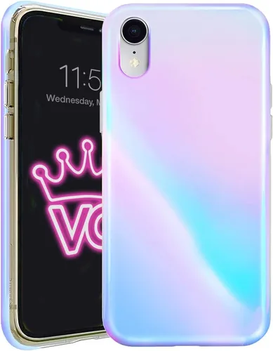 Miniatura 15 de Velvet Caviar Funda brillante iridiscente para iPhone XR, funda protectora estética para mujer (cuarzo ópalo azul)