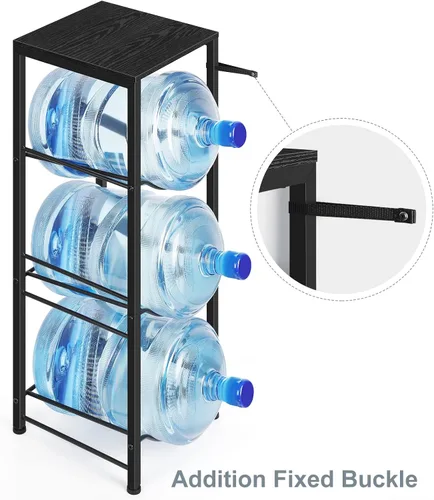 Miniatura 4 de OYEAL Organizador para botellas de agua de 5 galones con estantes, soporte dispensador de botellas de agua de 3 niveles para cocina, sala de estar