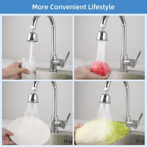 Miniatura 3 de Hygie Rinse Cabezal de repuesto para grifo de fregadero de cocina, accesorio rociador de 4 rociadores con 2 juntas de bola, giro de ángulo grande
