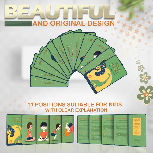 Miniatura 6 de Set de Esterillas de Yoga para Niños de ABTECH - Cómoda Esterilla de Yoga Infantil de Dinosaurio para Niño con 12 Tarjetas de Yoga, Bolsa