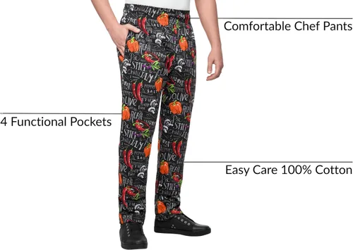 Miniatura 4 de UA Chef - Pantalones de chef profesionales para hombre, pantalones de cocina holgados de algodón