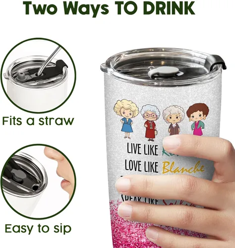 Miniatura 9 de 34HD Vaso dorado de 20 onzas – Thank You for Being a Friend – Taza de acero inoxidable aislada al vacío de doble pared – Mantiene las bebidas