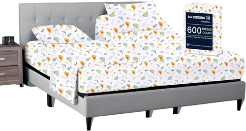 Miniatura 23 de SGI bedding Juego de sábanas King de 36 pulgadas, 100 % algodón egipcio, sábanas ajustables de 600 hilos, juego de sábanas ajustables de 4 piezas