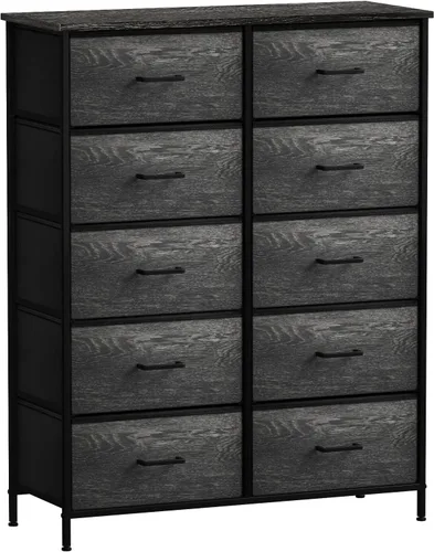 Miniatura 18 de Sorbus - Cómoda con 7 cajones: mueble organizador en torre con marco de acero, parte superior de madera, contenedores de tela fáciles de jalar