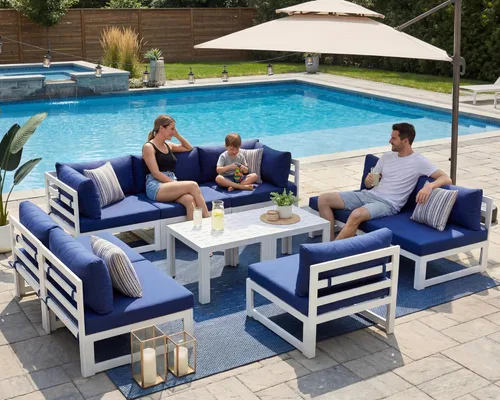 Miniatura 74 de NICESOUL - Juego de 10 muebles de patio extra grandes de aluminio moderno, sofá para exteriores con asiento de 29" de profundidad y ancho, 500 lbs