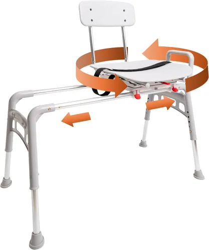 Eagle Health Supplies Silla de ducha deslizante con asiento giratorio, elegible para FSA/HSA, bancos de ducha ajustables en altura para ducha