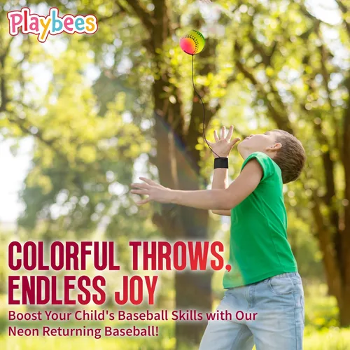 Miniatura 3 de Playbees Muñequeras de béisbol neón reactivas - paquete de 6 - Bolas de práctica deportivas para divertida actividad al aire libre para niños