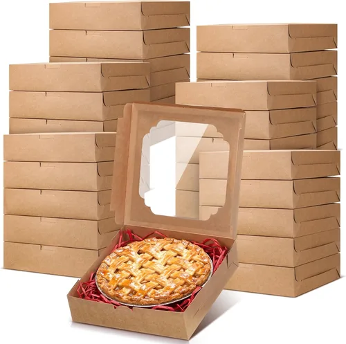 100 cajas para pasteles de 10 x 10 x 2.5 pulgadas, recipientes para galletas con ventana para pasteles, galletas, pasteles de queso, magdalenas,