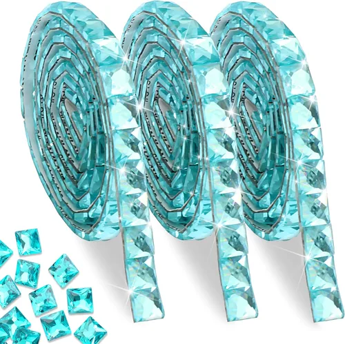 Miniatura 11 de FULZTEY Cintas de diamantes de imitación con brillo, 270 piezas de cinta de cristal de vidrio para manualidades DIY, cinta adhesiva de diamantes