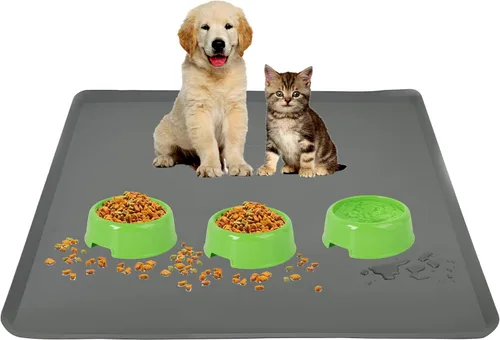Miniatura 11 de TidyFriend Tapete para Comida de Mascotas - 24" x 24", Bandeja para Mascotas para Comida y Agua, Tapete de Silicona para Perros, Tapete
