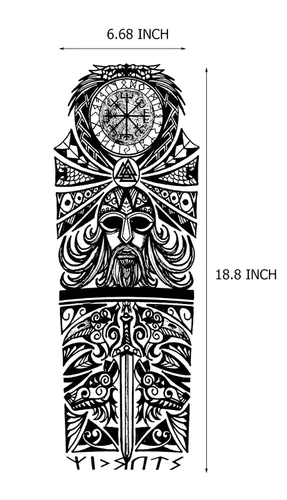 Miniatura 4 de Kotbs 6 hojas de mangas temporales de tatuaje de tótem tribal grande, diseños realistas de dragón, reloj y vikingo, funda de tatuajes falsos