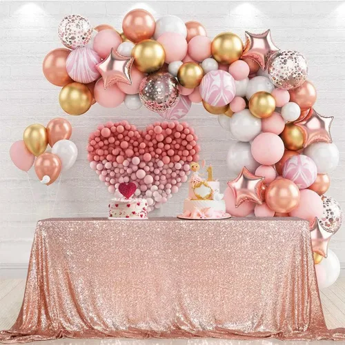Miniatura 141 de PartyDelight Mantel de lentejuelas redondo de 50 pulgadas, color dorado claro, adorno de mesa para decoración de bodas, fiestas, cumpleaños
