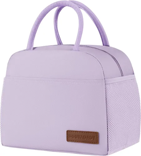 Miniatura 32 de douyadady Bolsa de almuerzo para mujeres/hombres, fiambrera mujeres/hombres (azul bebé+rayas blancas)