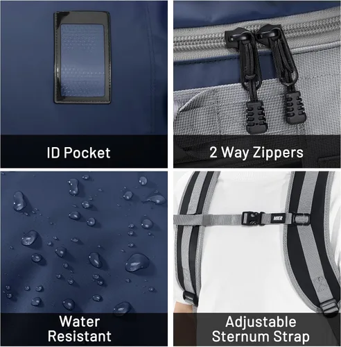 Miniatura 4 de MIER Mochila deportiva grande con compartimento para zapatos, resistente y resistente al agua, azul marino, 45L