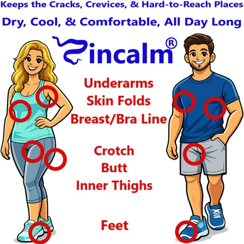 Miniatura 5 de Zincalm - Polvo totalmente natural para cuerpo y pies, concentrado 50% de zinc, sin almidón de maíz, absorción de humedad, antirozaduras, fricción