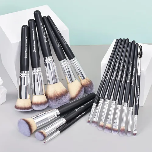 Miniatura 6 de Bueart Design 19 piezas Juego de brochas de maquillaje ULTRA SUAVE con etiqueta negra Incluye brocha grande para polvo, brocha plana para base