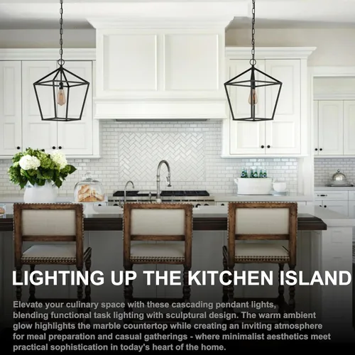 Miniatura 2 de Lámpara de isla de cocina, lámpara de techo RC con 1 luz colgante para lámpara de isla de cocina, accesorio de entrada de jaula de metal con cadena