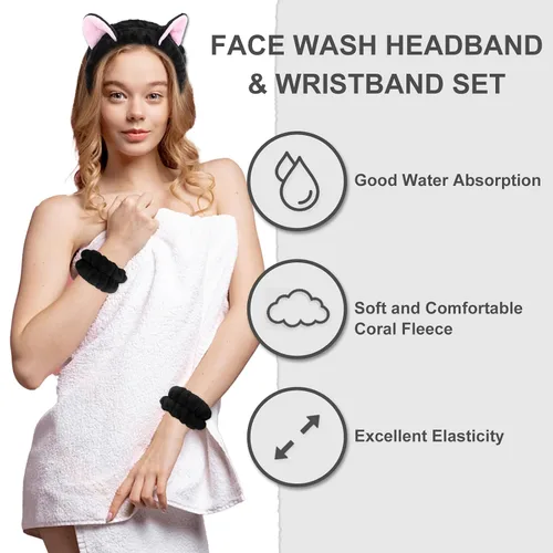 Miniatura 4 de CAVETEE Set de 3 Vinchas Lindas - Vincha Elástica Cosmética, Pulsera para Mujeres, Cuidado de la Piel, Ducha