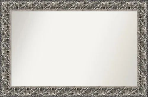 Miniatura 53 de Amanti Art Espejo de baño plateado para sobre fregadero, 26 x 26 pulgadas, espejo cuadrado de níquel pulido, marco de madera tradicional mediano, se