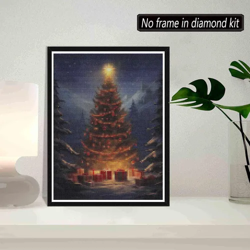 Miniatura 2 de SKRYUIE Kits de pintura de diamantes para árbol de Navidad 5D, kits de arte de diamantes para adultos, taladro redondo completo, punto de cruz
