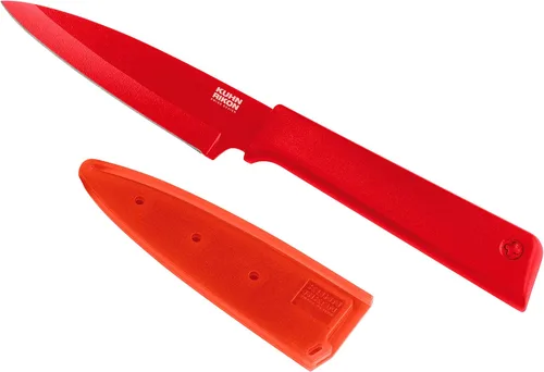Miniatura 8 de Kuhn Rikon Colori+ Cuchillo de pelar recto antiadherente con funda de seguridad, hoja de 4 pulgadas, color verde