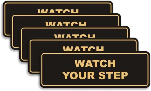 Miniatura 34 de Signs ByLITA Letrero estándar para pared o puerta con texto en inglés «Watch Your Step», señalización de salud y seguridad (negro), mediano