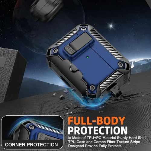Miniatura 5 de Funda para AirPods Pro de 2 generación con soporte para teléfono, diseño de interruptor automático de protección completa contra caídas con kit