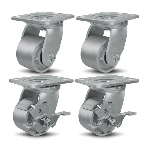 Miniatura 31 de Ruedas giratorias de 4 x 2 pulgadas, ruedas industriales resistentes, ruedas giratorias con rodamiento de rodillos - Ruedas de hierro fundido
