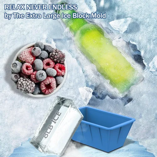 Miniatura 3 de Moldes de cubitos de hielo extra grandes, paquete de 2 moldes de silicona de 16 libras para cubeta fría, bandejas de cubitos de hielo reutilizables