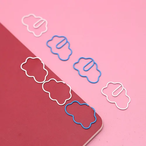 Miniatura 3 de OWLFAVO 48 clips de papel en forma de nube con caja transparente, azul y blanco, divertidos y lindos marcadores de papel, clips para planificar