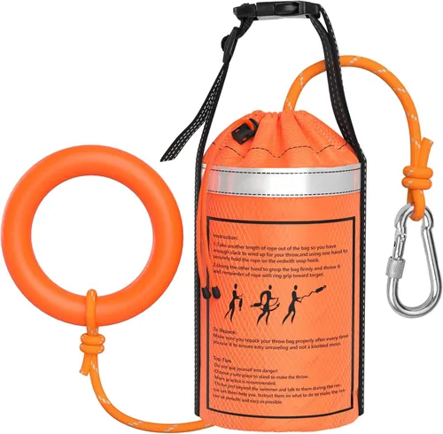 Miniatura 7 de Bolsa de Rescate Acuático Lanzable NTR con 50/70/98 Pies de Cuerda de 3/10 Pulgadas con Resistencia a Tensión Calificada para 1844 Libras