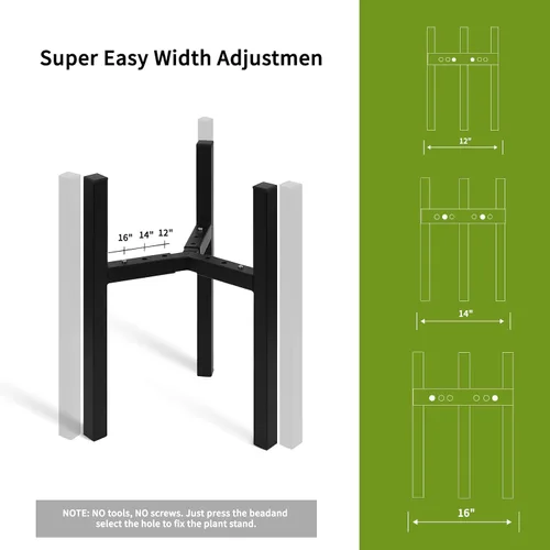 Miniatura 2 de Soporte ajustable para plantas de interior, soportes de metal negro para exteriores, soporte moderno de mediados de siglo, apto para macetas grandes