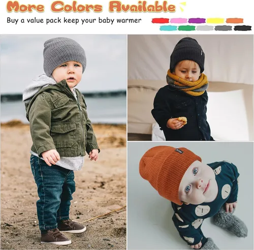Miniatura 6 de FZ FANTASTIC ZONE 3 Pcs Toddlers Winter Hat Baby Beanie Boys Girls for 0-3 Years Old, Kids Warm Knitted Fleece Infant Hats