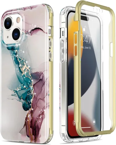 Miniatura 11 de Esdot Funda para iPhone 15 Pro con protector de pantalla integrado, funda duradera con diseños de moda para mujeres y niñas, elegante funda Piedra