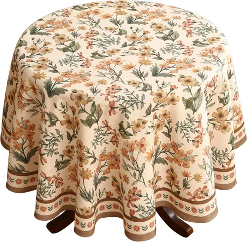 bilin gaier Mantel redondo pequeño de lino floral de diseñador, mantel vintage de William Morris, suave y duradero, mantel decorativo para cocina,