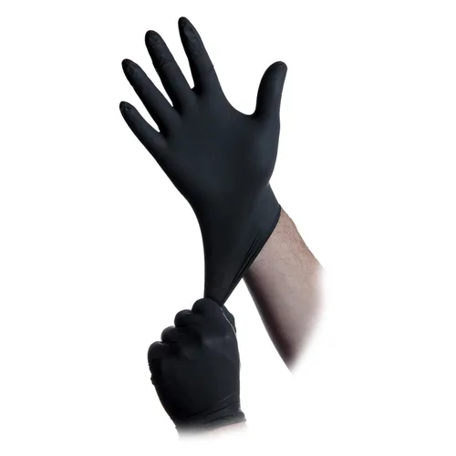Miniatura 2 de Guantes de examen Atlantic Safety Products Black Lightning, desechables, guantes de nitrilo sin polvo, negros, pequeños, 100