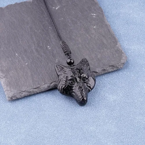 Miniatura 2 de ASGIFT Collar de obsidiana negra con amuleto de piedra curativa con dije de protección con collar de cuerda ajustable, regalo de cumpleaños