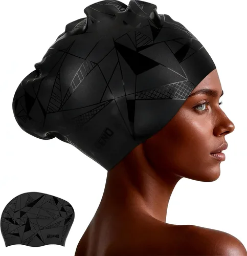 Miniatura 12 de Aegend - Gorros de natación para cabello largo, gorras de natación de silicona duraderas para mujeres, hombres, adultos, jóvenes, fáciles de poner